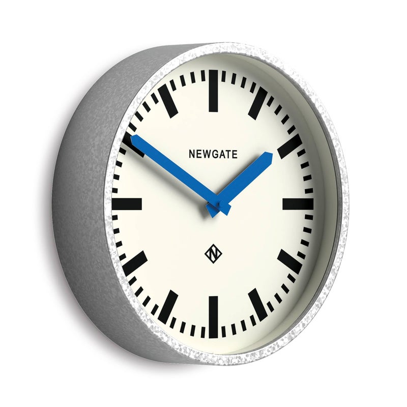 NEWGATEÂ® Luggage Wall Clock | Modern Retro Metal Station Clock | 30cm | Deep galvanised Metal case with Blue Hands | Contemporary Vintage Style for Kitchen, Living Room or Office - Image 2